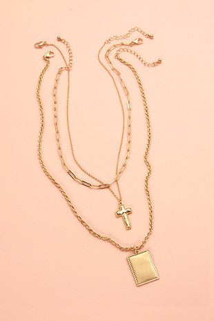 Boho Tag Cross Necklace