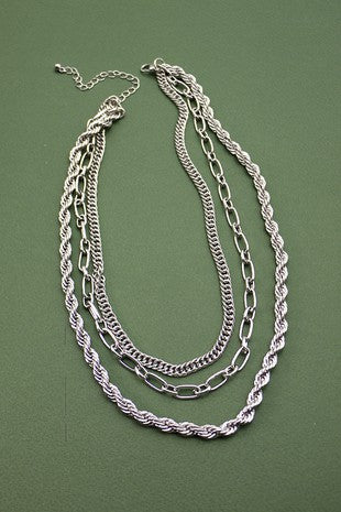 4 Layer Silver Necklace