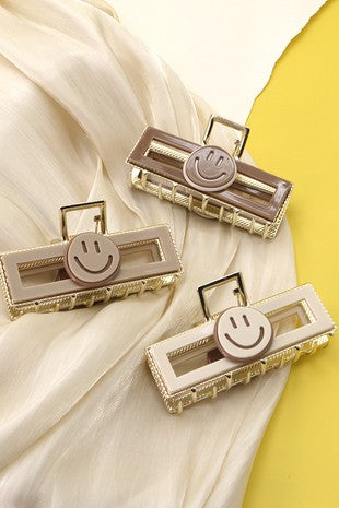 Smiley Face Metal Claw Clip