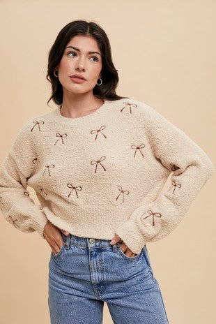 Bow Cropped Sweater