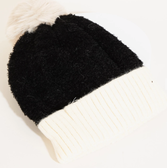 Faux Fur Fuzzy Pom Beanie