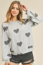Load image into Gallery viewer, Puff Sleeve Heart Crew
