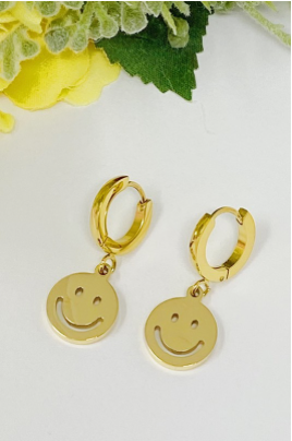 Gold Smiley Earrings